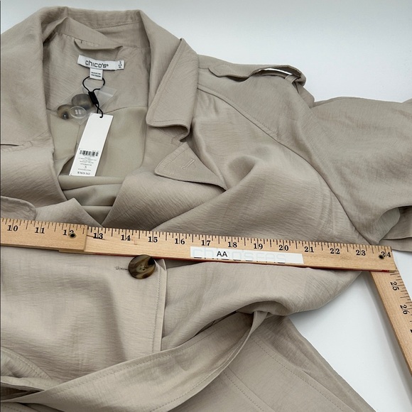 Chico's Light Beige Double-Breasted Trench Coat - Picture 5 of 14